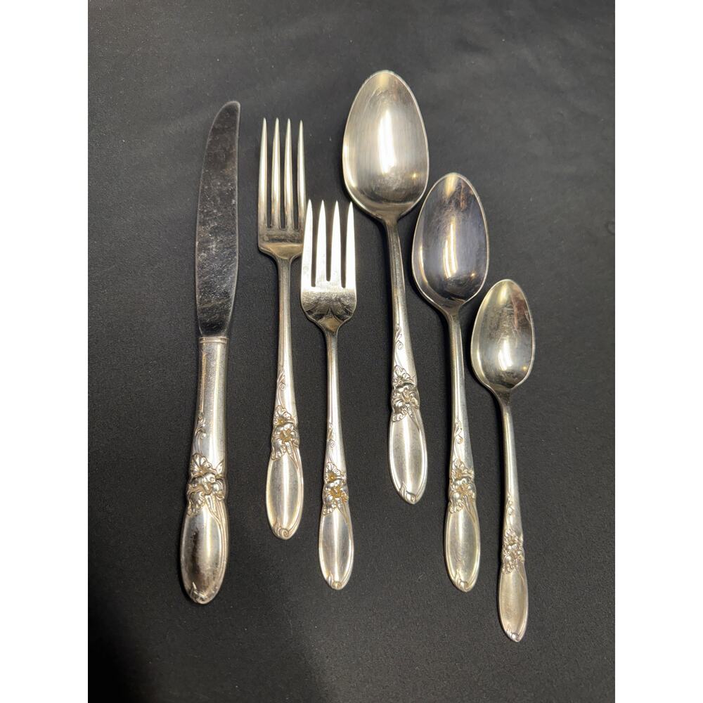 Vintage Silverplate Flatware Set – White Orchid – Discontinued - 46 pcs